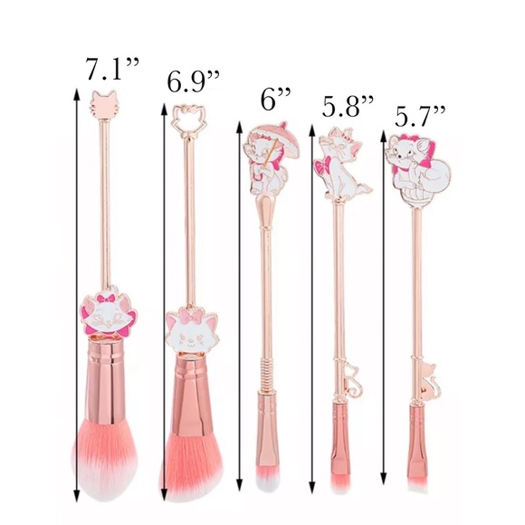 Aristocats Marie the Cat Rose Gold 5 Piece Makeup Brush Set - Picture 17 of 17